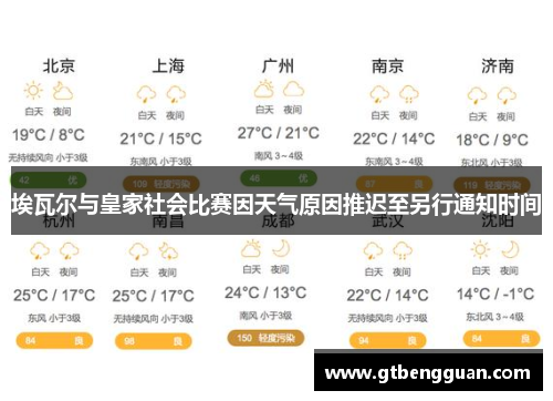 埃瓦尔与皇家社会比赛因天气原因推迟至另行通知时间